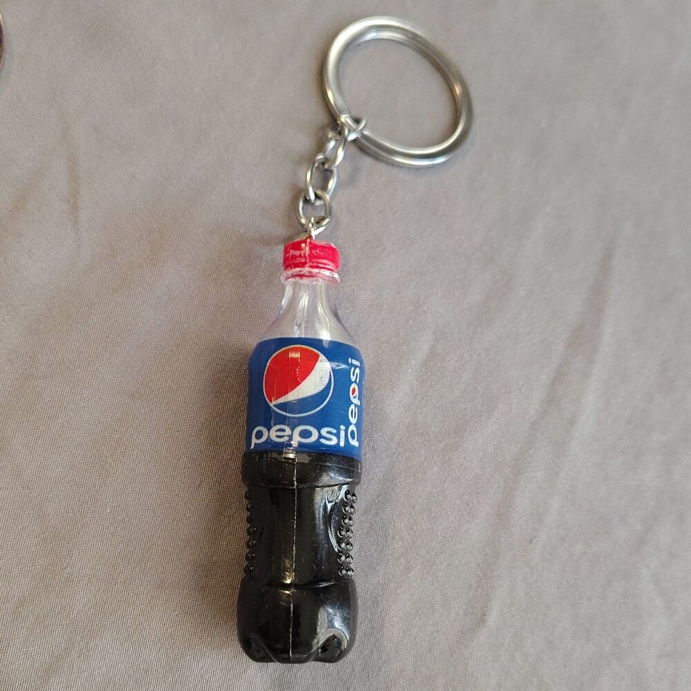 Pepsi Bottle Keychain Plastic Detachable Keyring Advertising Black Blue Red - Picture 2 of 6